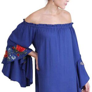 Umgee Embroidered Boho Dress Flowy Sleeve